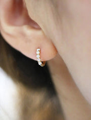 14K Gold Opal Hoop Earring