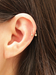 14K Gold Horseshoe Cartilage Earring 18G16G
