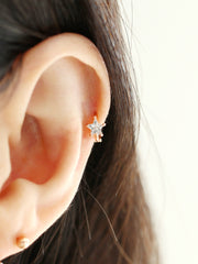 14K Gold star hoop earring