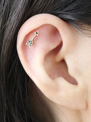 14K Gold Arrow Cartilage Earring 18g16g