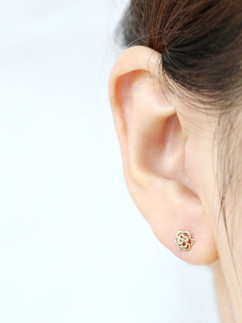 14K Gold Rose Cartilage Earring 18g16g
