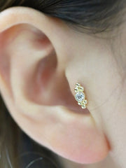 14K Gold Double bohemian Cartilage earring 18g16g