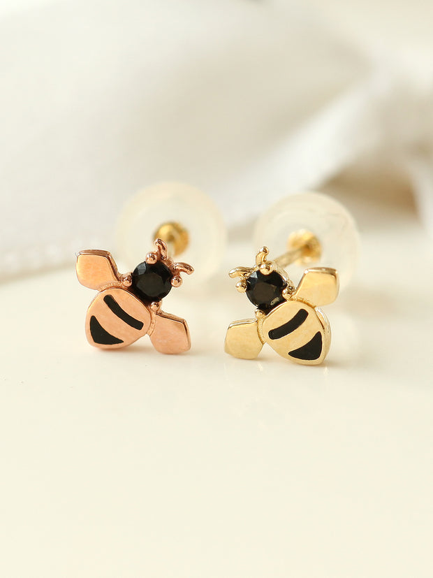 14K Gold Bee Cartilage Earring 20g