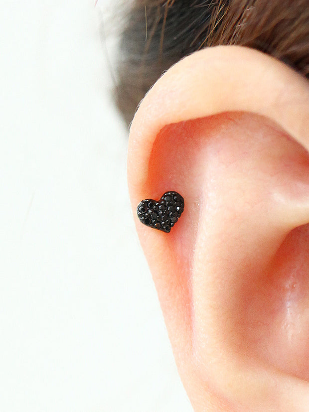 14K Gold Heart Cartilage Earring 18g16g