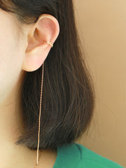925 Silver Zigzag Long Chain Ear Cuff
