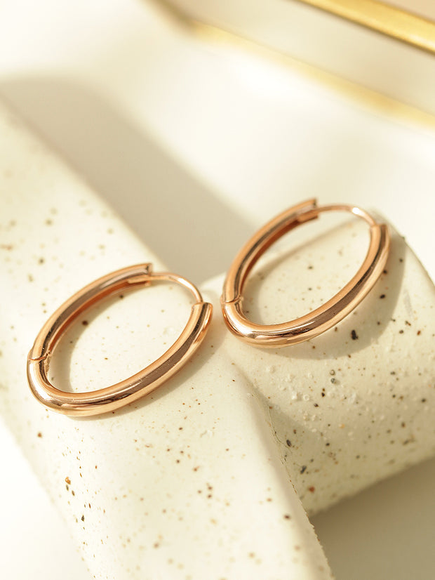14K Gold Hollow Bold Hoop Eearring