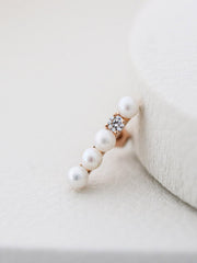 14K Gold Stick Pearl Cartilage Earring 18G