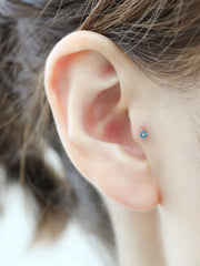 14K Gold Clover Cubic Cartilage Earring 18G16G