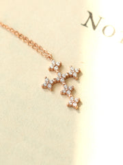 14K 18K Gold Crystal Cross Necklace