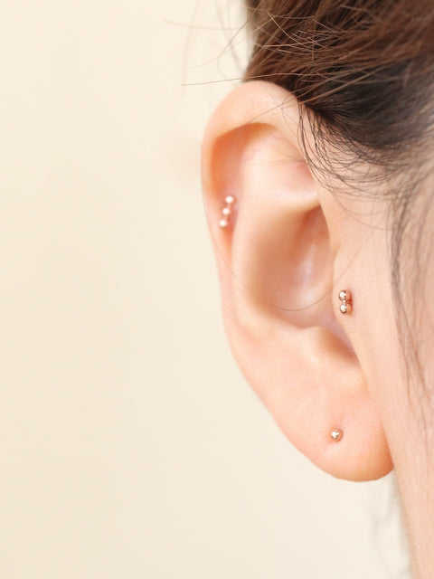 14K Gold Mini Ball Cartilage Earring 18G16G