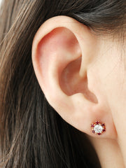 14K Gold Ruby Daisy Flower Cartilage Earring 18G16G