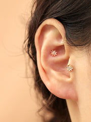 14K gold Flower Cubic cartilage earring 20g