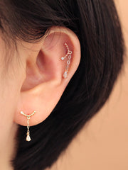 14K gold Smile Tear Drop cartilage earring 20g