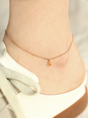 14K 18K Gold Initial Cubic anklet Bracelet