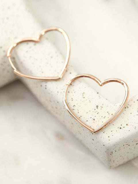 14K Gold Heart Hoop Earring