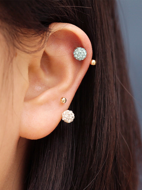 14K Gold Color Cubic Ball Tragus Piercing 20G