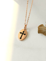 14K 18K Gold Black Cross Necklace