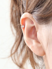 14K Gold Cubic Wheel Cartilage Earring 18G16G
