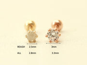 14K Gold Rough Diamond Cartilage Earring 20G