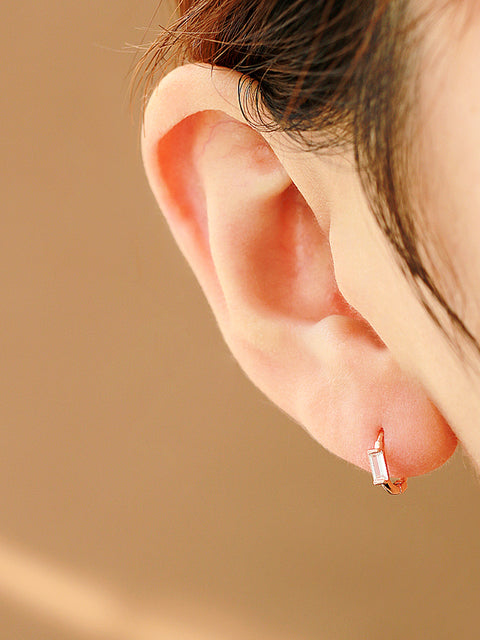 925 Silver Mini Cubic Hoop Earring