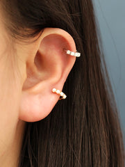 925 Silver Synthetic Opal Hoop Earring