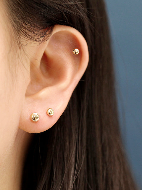 14K Gold Flat Ball Cartilage Earring 20G18G