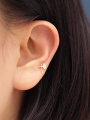 14K Gold Axe Cartilage Earring 20G18G