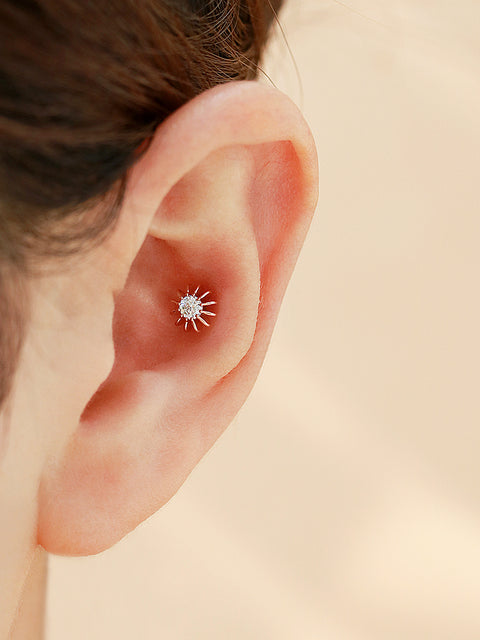 14K Gold Blossom Cartilage Earring 18G16G