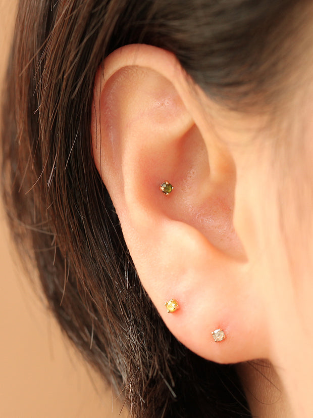 14K gold Rough Diamond cartilage earring 2mm 20g