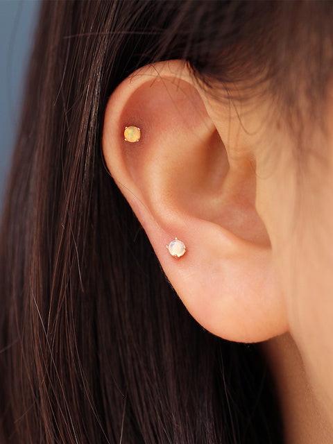 14K Gold Natural Opal Cartilage Earring 20G