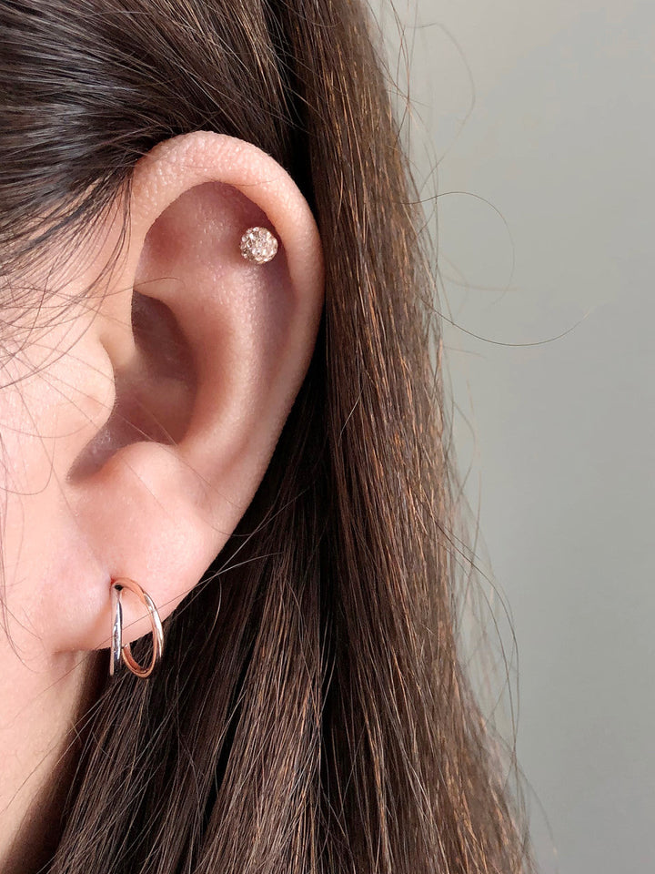 14K Gold 2 Line Circle Hoop Earring