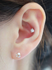 925 silver Triple Cubic cartilage earring 16g