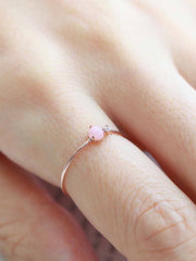14K Gold Pink Stone Cubic Ring