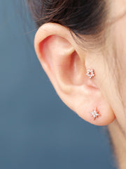 925 Silver Snow Flake Cartilage Earring 16G