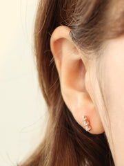 14K Gold Triple Rough Diamond Cartilage Earring 18G16G
