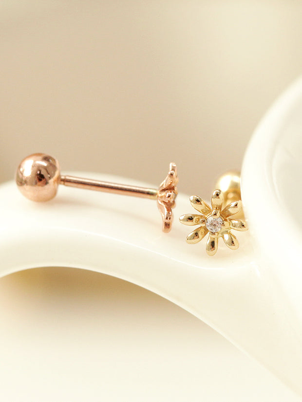 14K gold Mini Marguerite cartilage earring 20g