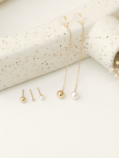 14K Gold Pearl Drop Earring