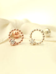 925 Silver Bubble Cubic Ball Cartilage Earring 16G