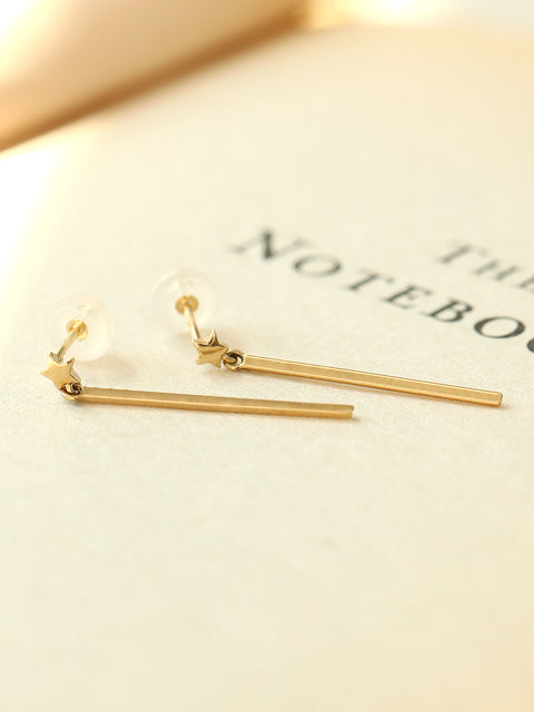 14K Gold Star Drop Earring