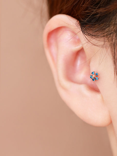 14K Gold Mini Daisy Cartilage Earring 18G16G