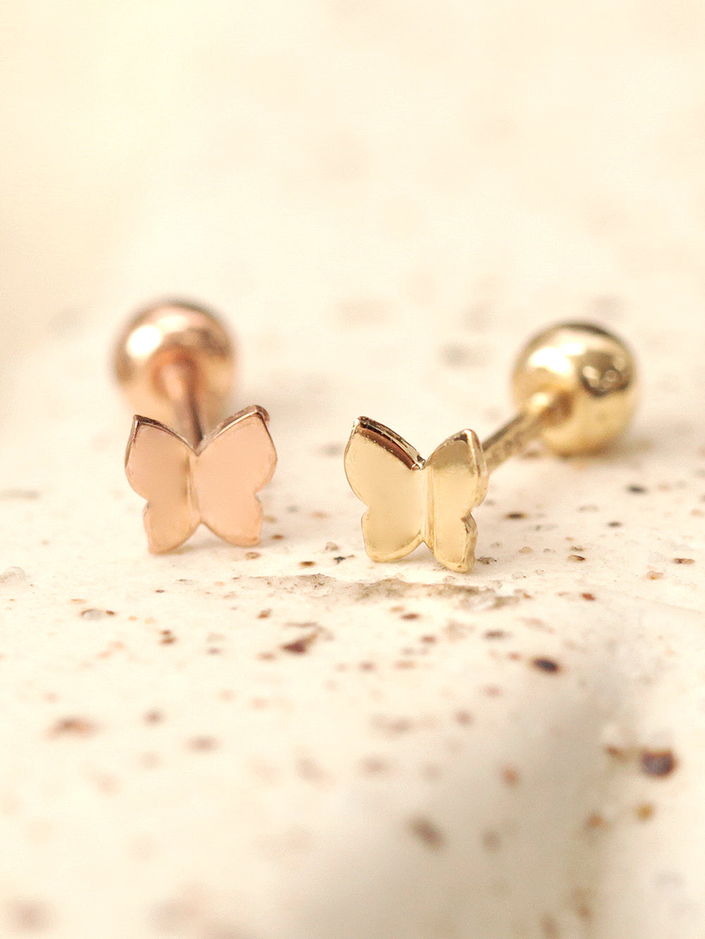 14K Gold Daily Mini Butterfly Cartilage Earring 20G18G16G