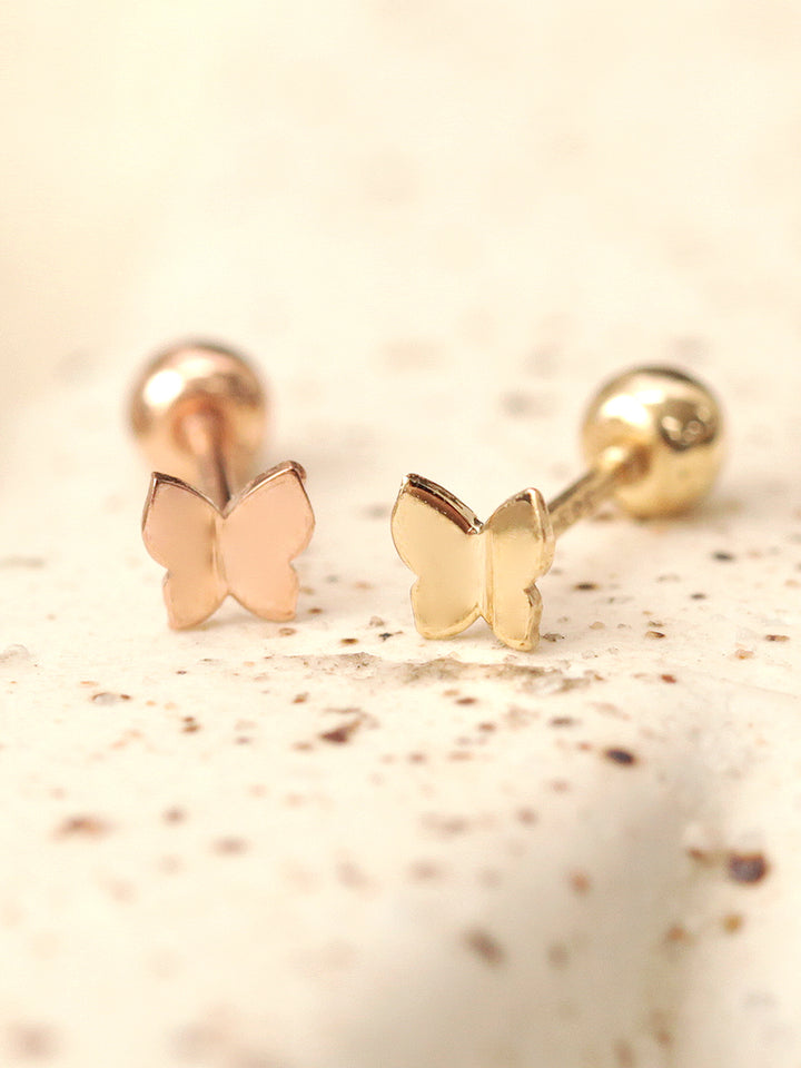 14K Gold Daily Mini Butterfly Cartilage Earring 20G18G16G