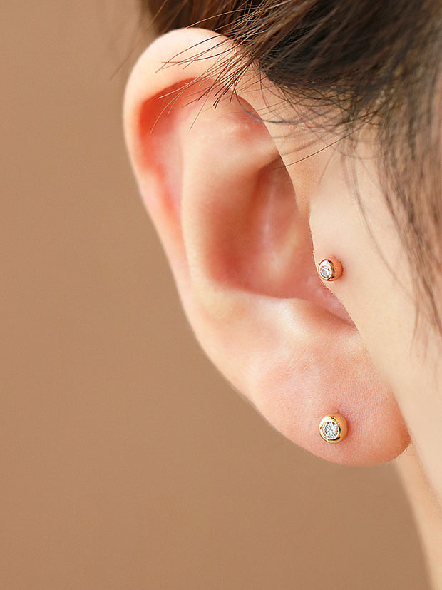 14K gold Cubic Ball cartilage earring 20g