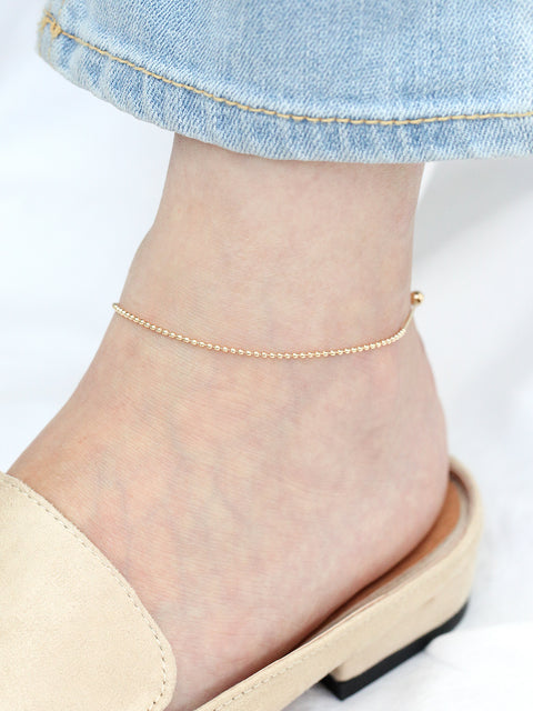 14K 18K Gold Half Box chain Ball Anklet