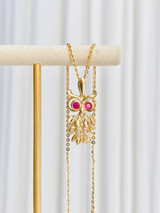 14K 18K Gold Owl Necklace Pendant