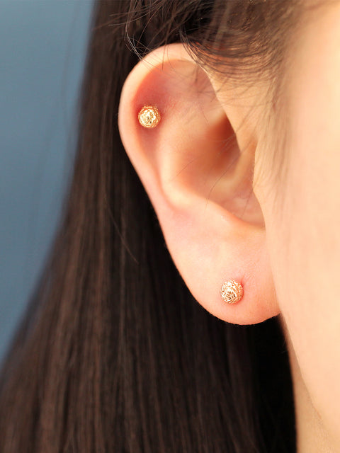14K Gold Hemisphere Cartilage Earring 20G18G16G