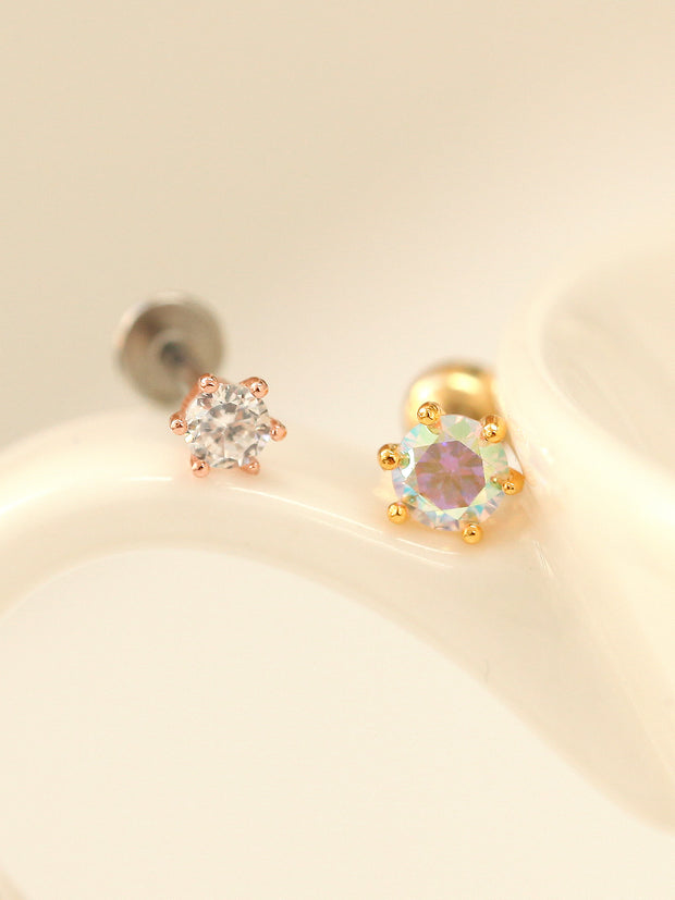 Six Leg Round Cubic CZ Cartilage Earring