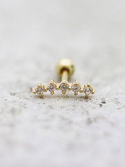 14K Gold Curved CZ Cartilage Earring 18G16G