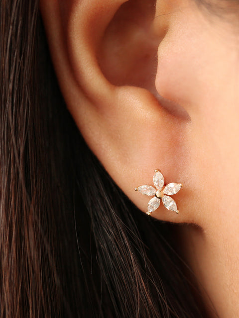 14K gold Double Flower Cartilage Earring 18g16g