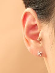 14K Gold Cotton flower cubic Cartilage Earring 18G16G